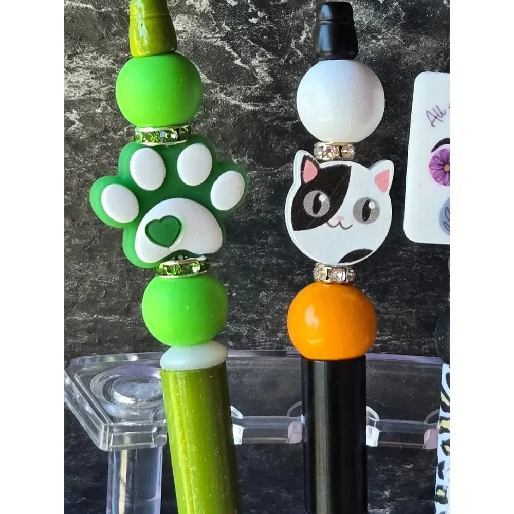 Pens, Ball Point, Set of 5 for Party Bags, Focal Beads, Assorted Colors & Styles
